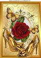 Gold Sparkle Shoes with Red Rose A4