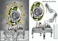 Silver Roses, with Silver Sparkle Shoes with Chair