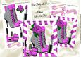 Pink Stripe Boots with Makeup 8x8 Mini Kit