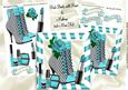 Turq Stripe Boot with Makeup 8x8 Mini Kit
