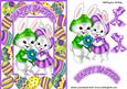Easter Bunny Couple with Lots of Eggs