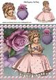 Pretty Girl Sitting with Roses 8x8