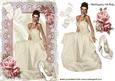 Pretty Lady in Cream Gown with Pink Roses