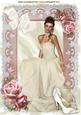 Pretty Lady in Cream Gown with Pink Roses A4