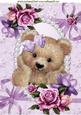 Cute Fuzzy Bear in Bows and Pearls with Roses A4