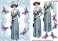 Vintage Lady in Blue with Butterflies