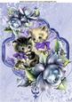 Vintage Kittens with Blue Roses A4