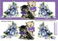 Vintage Kittens with Blue Roses Dl