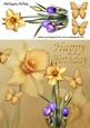 Golden Daffodils with Gold Butterflies 8x8