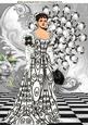Vintage Lady in Black/white Gown with Diamonds A4