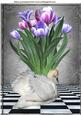 White Swan with Pink/purple Tulips Fantasy A4