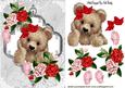 Fuzzy Bear with Red/pink Roses & Butterflies