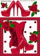 Pretty Red Basque with Shoes & Roses 8x8