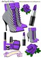 Purple Stripe Boot with Makeup and Rose A4