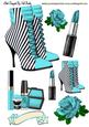 Turq Stripe Boot with Makeup and Rose A4