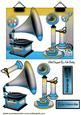 Old Gramophone and Phone in Turq Steampunk