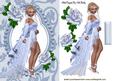 Pretty Lady in Lace with Roses, & Bead Frame