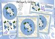 Blue Lace Doilie with White Roses & Pearls 8x8 Mini Kit