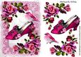 Pink Ladies Vintage Shoe with Roses & Bird