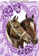 Horses in Bead Frame with Lilac Flowers A4