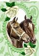 Horses in Bead Frame with Cream Roses A4