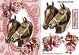Horses in Bead Frame with Pink Roses