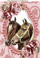 Horses in Bead Frame with Pink Roses A4