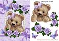 Fuzzy Bear with Pearls, Lilac Roses & Butterflies
