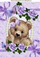 Fuzzy Bear with Pearls, Lilac Roses & Butterflies A4
