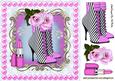 Pink Stripe Boots with Roses and Pink Lippy 8x8