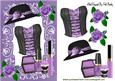 Basque with Hat, Makeup and Purple Roses