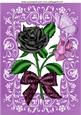 Black Rose with Purple Bow and Butterfly A4