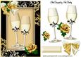 Champagne Glasses with Gold Roses
