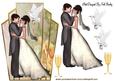 Peach Rose Wedding with Doves Art Dec Topper