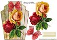 Red & Yellow Roses with Bow Art Deco Topper