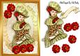 Vintage Lady with Red Flowers