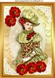 Vintage Lady with Red Flowers A4