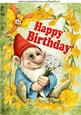Happy Birthday Gnome with Daisies A4