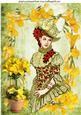Vintage Lady with Daffodils A4