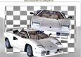 White Ferrari Cars in Glass Frame A4