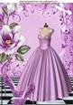 Evening Gown with Lilac Magnolias & Lace Shoes A4