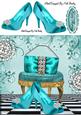 Turq Shoes with Diamond Handbag 8x8