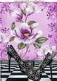 Black Diamond Shoes with Lilac Magnolias A4