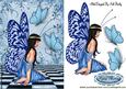 Pretty Blue Faerie with Blue Butterflies