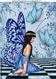 Pretty Blue Fearie with Blue Butterflies A4