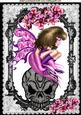 Black Lace with Pink Gothic Faerie on Skull A4