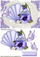 Fan with Pearl and Purple Pansies on Lace