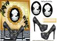 Black Sparkle Shoes with Cameo Lady