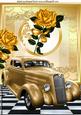 Vintage Gold Car with Gold Roses A4