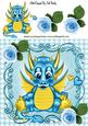 Cute Little Turq Dragon 8x8
